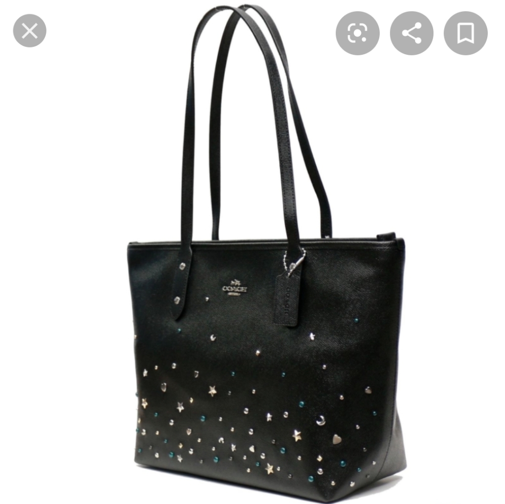 Coach moon and stars black bucket tote